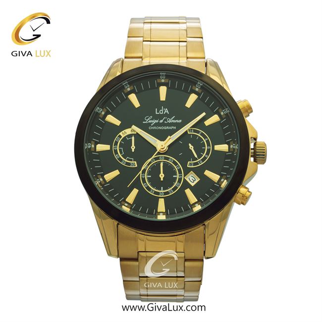 ساعت مچی اورجینال مردانه LdA سه موتوره کرنوگراف طلایی | طلایی| مشکی| کد رفرنس 2434